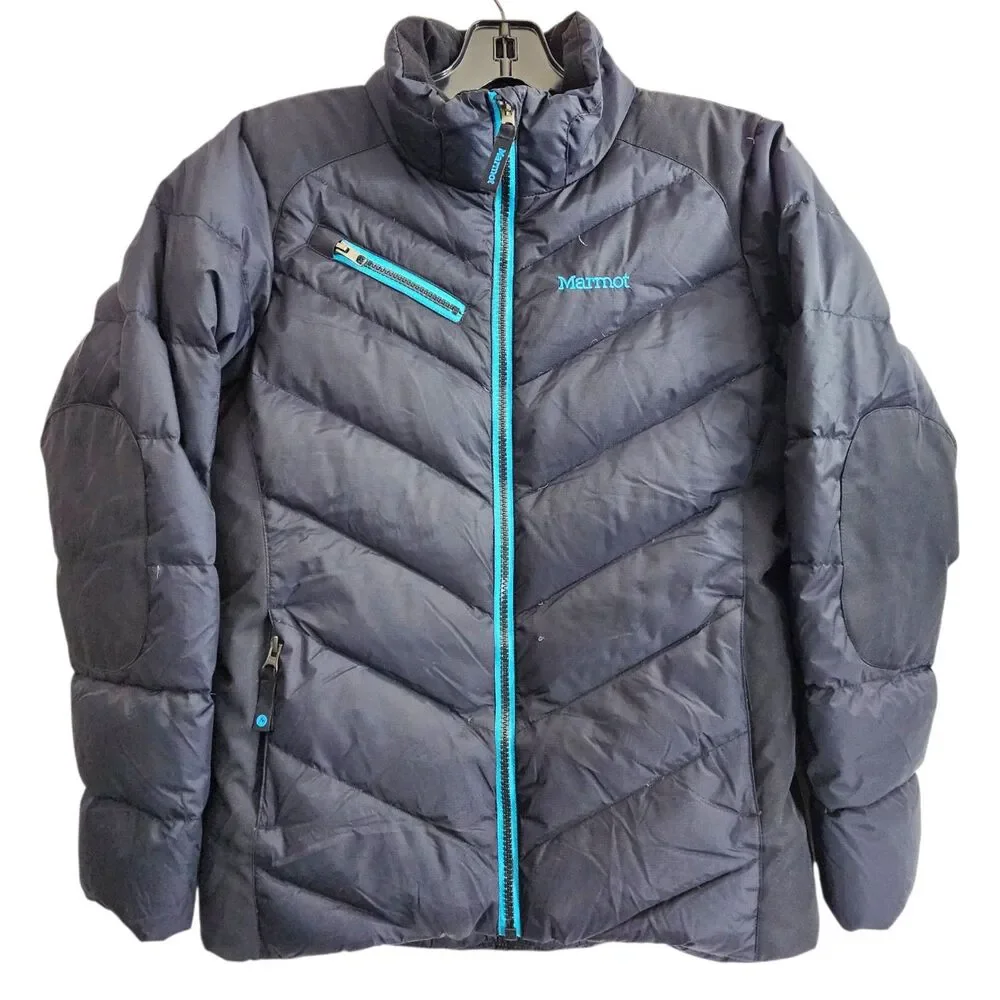 MARMOT Jacket YOUTH Girls Large Black Puffer Down 650 FILL Feather *NO HOODIE*